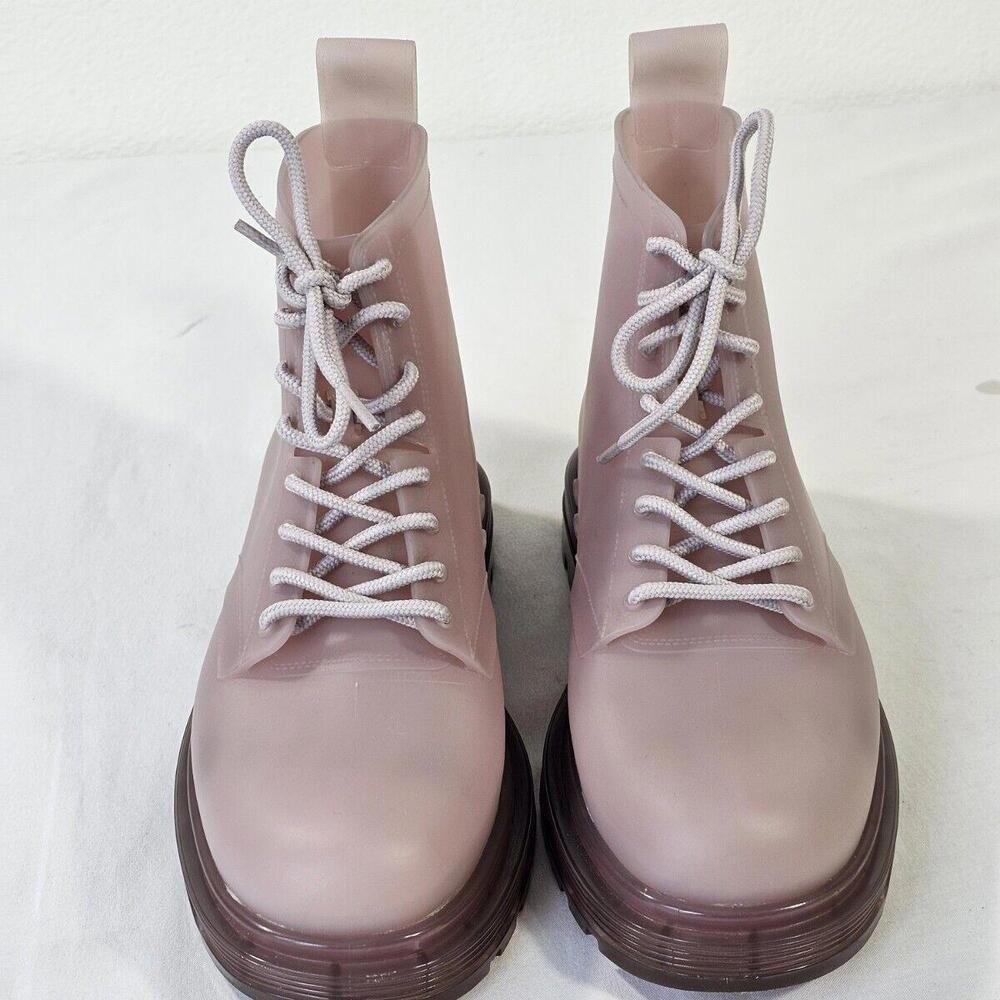 Melissa Coturno Jelly Pink Vegan Combat Rain Muck Boots Women's Size 6 - Picture 2 of 9